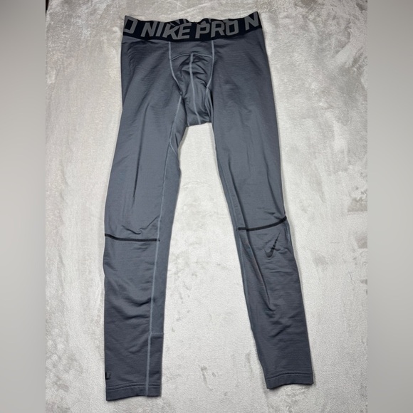 Nike Pro Men’s Grey Compression Training Performance Leggings Tights Size Small - Picture 1 of 16